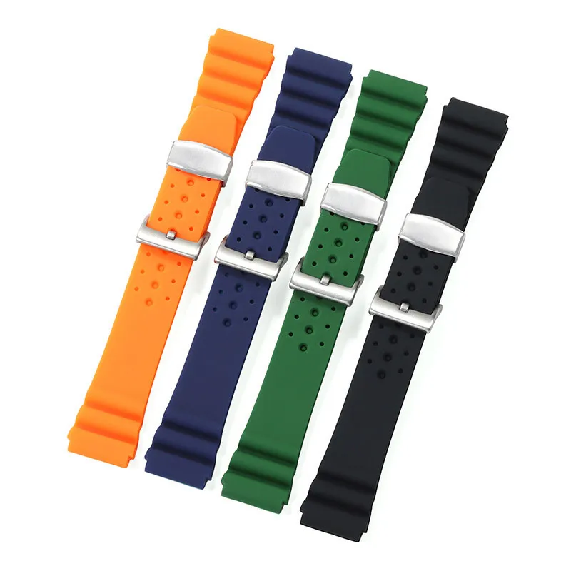 20mm 22mm Silicone Rubber Watch Strap for Seiko Band Water Ghost Diving Soft Bracelet Women Men Wristband Watch Accessories