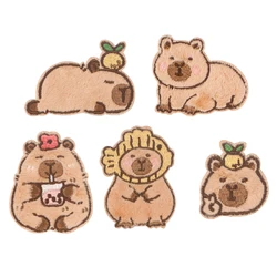 Cute Cartoon Capybara Patches For Clothes Men Women Embroidery Applique Fusible Patch DIY Ironing Stickers Badge Accessories