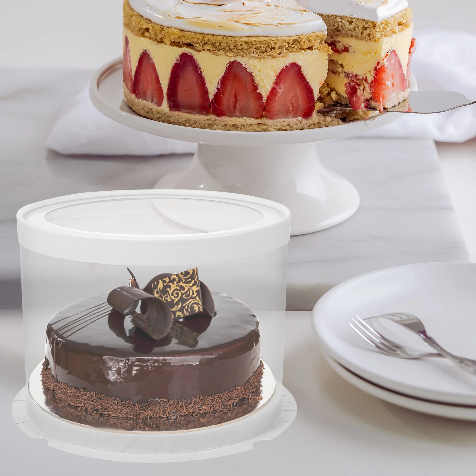 

5 Pcs Cake Box Boxes with Clear Lids Dome Display Holder Stand Plastic Container Containers Storage Decorate
