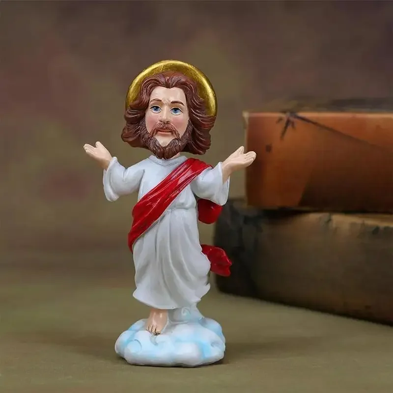 Jesus Bobble Head for Car Dash Dashboard Resin Religious Bobblehead Statue Decoration Figures Jesus Collection Figurines