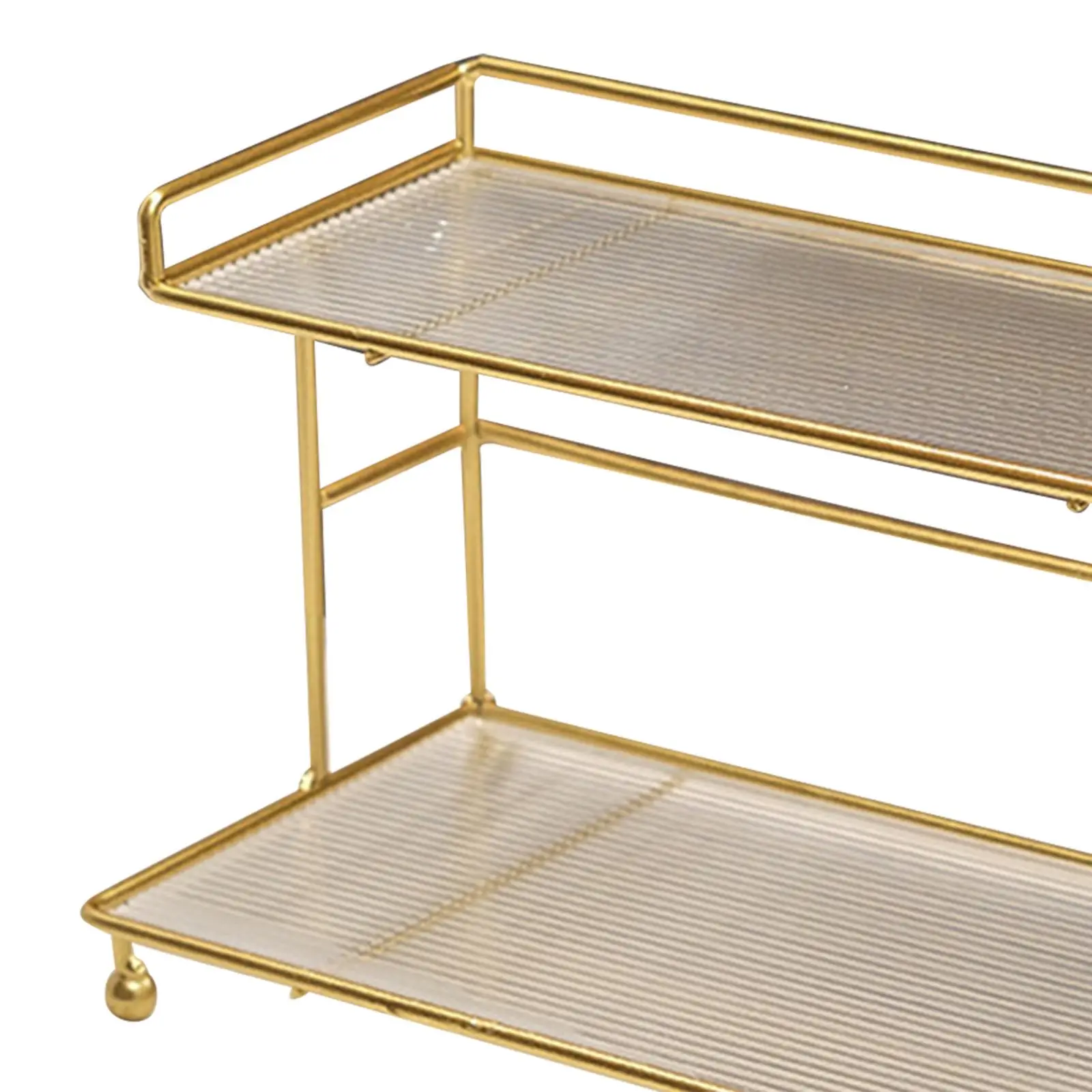 Countertop Bathroom Makeup Holder, Cosmetic Storage Rack ,Rectangle Golden Dresser Bathroom Kitchen Tray Cupcake Stand