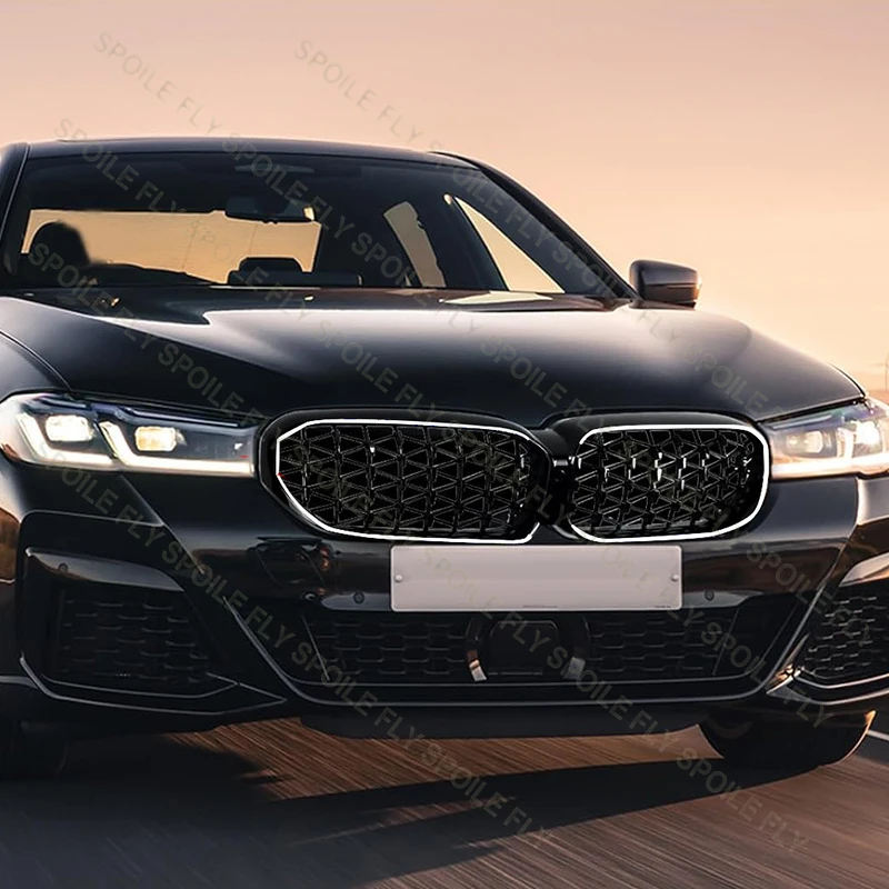 For BMW 5 Series G30 G38 G31 2021-2023 LCI Diamond/Star Style Car Front LED Luminous Grille Air Intake Protective Cover