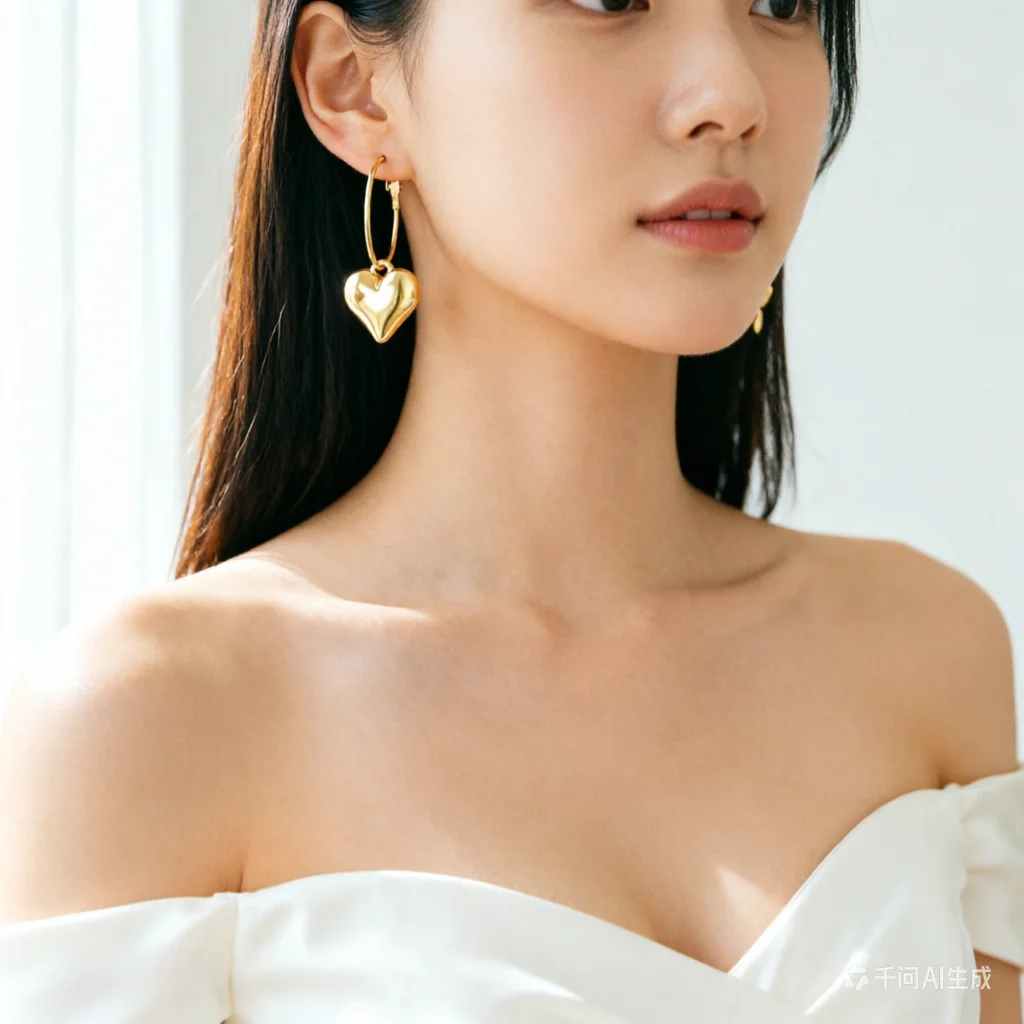 2026 New Heart Pendant Drop Earrings for Women Gold Color Design Exaggerate Big Circle Hoops Earring Fashion Jewelry Accessories