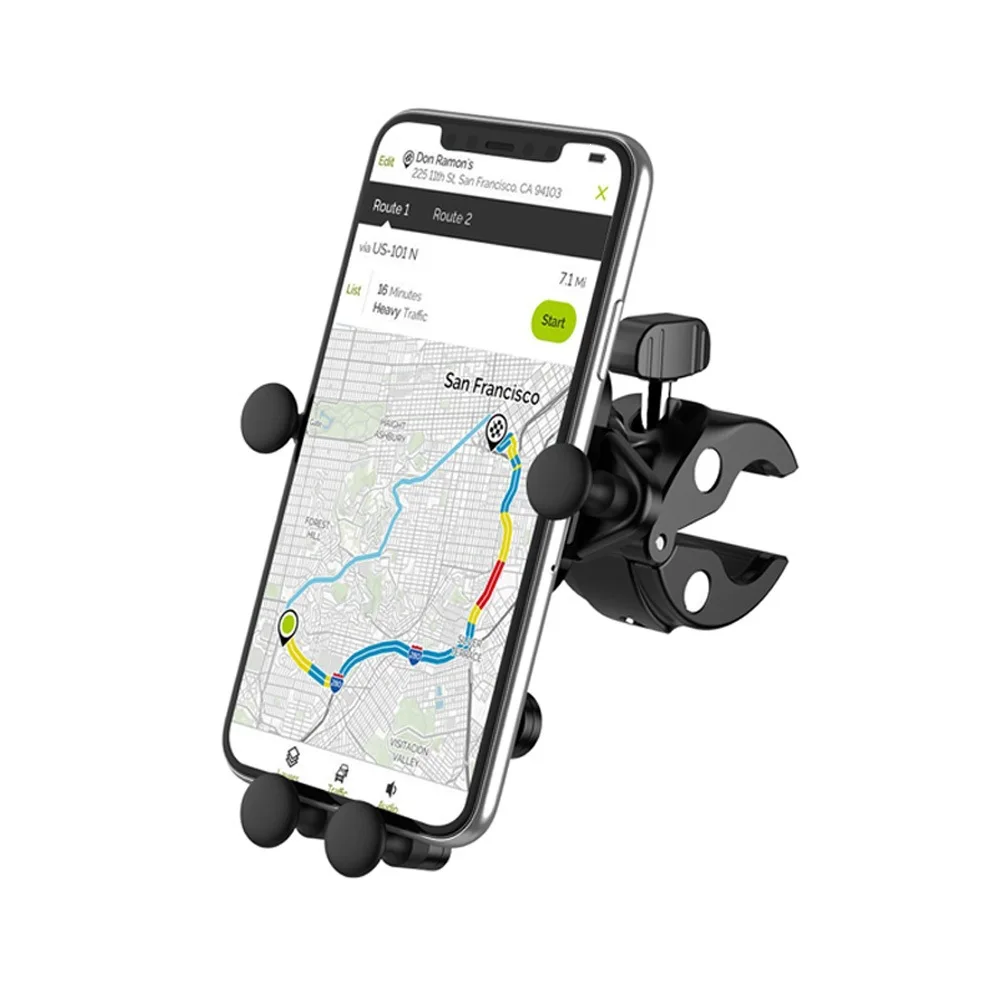 Motorcycle and Bicycle Phone Holder with Wireless Charging, Type-C Powered Auto Clamp Arm, 360 Degree Rotation, Non-Slip