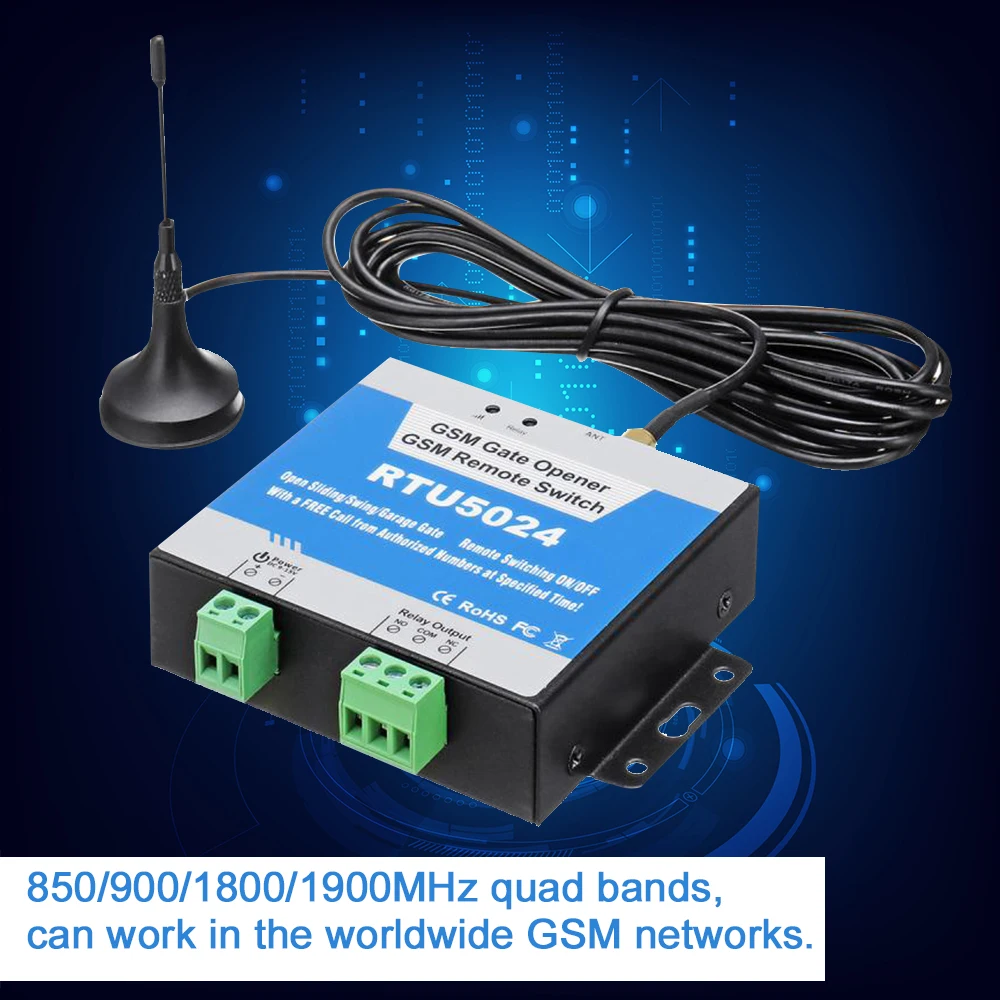 GSM Door Gate Opener Remote On/Off Switch Free Call SMS Command Support 850/900/1800/1900MHz