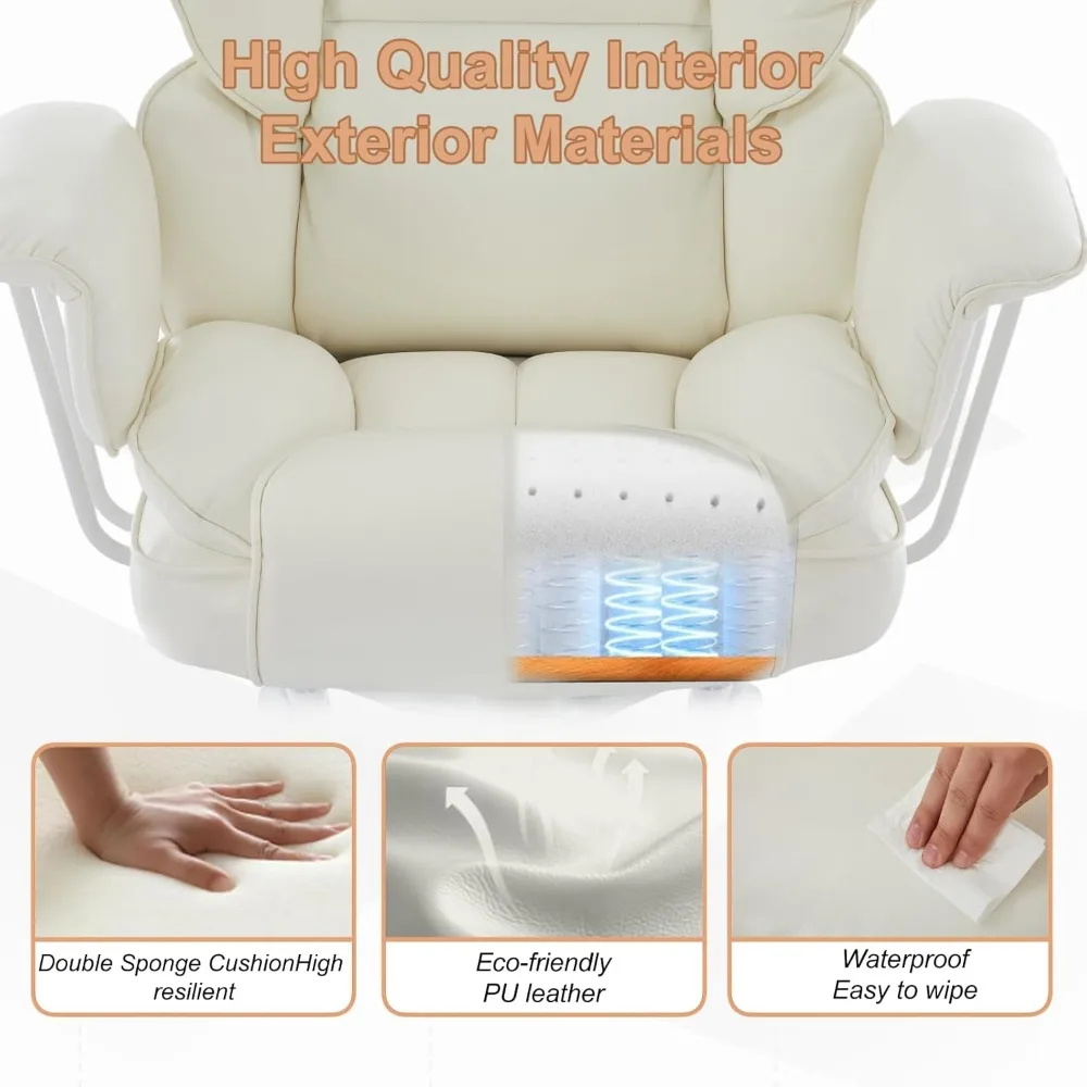 كرسي مكتب كبير وطويل، 500 رطل. مقعد عريض، مريح مع دعم قطني لتخفيف آلام الظهر المنخفض، كرسي مكتب عالي التحمل wi