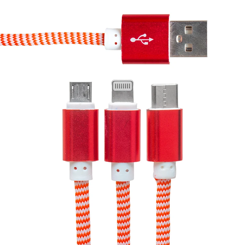 POWERMASTER MICRO USB/TYPE-C/LIGHTNING 2.1A METAL 1.2 METERS CHARGE AND DATA CABLE