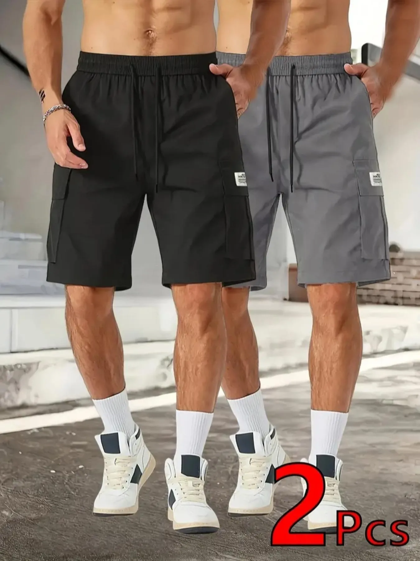 

Летние мужские шорты для повседневной носки и работы на открытом воздухе, в стиле бермуды, из полиэфирного волокна, утилитарные карго-шорты для мужчин