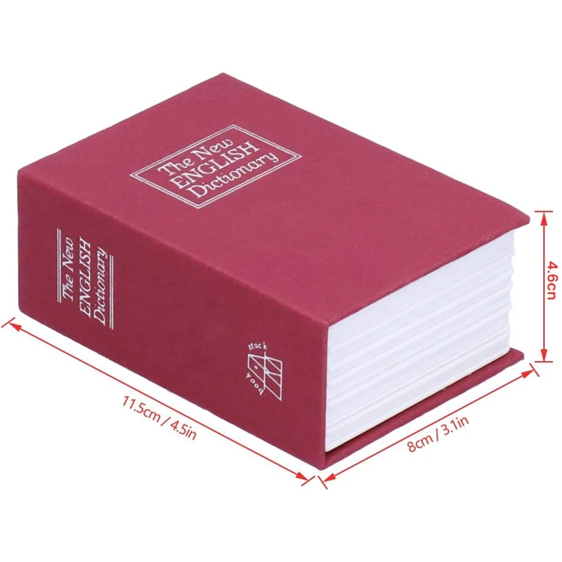 Safe For Money And Jewelry That Imitates The Look Of A Book And Is Perfect For Home And Office Easy To Use (Mini Red)