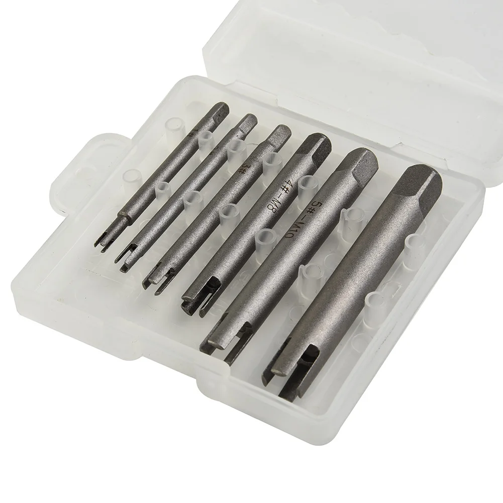 Alloy Steel Broken Screw Removal Tool Set 6pcs for Use with Tap Wrenches in Automotive Repair and Precision Machining Tasks