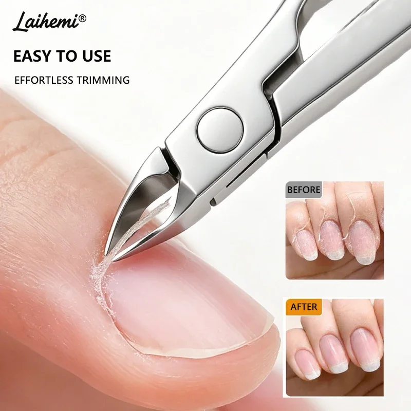 45°Curved Cuticle Nippers Set, Stainless Steel Double Spring Sharp Trimmer with Pusher No Tearing Home Salon Manicure Tools