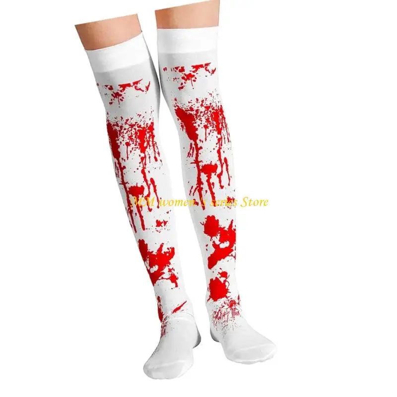 Q39C Orribili calze insanguinate Guanti schizzati sangue Calze alte calze Costume Halloween Accessorio cosplay per donna