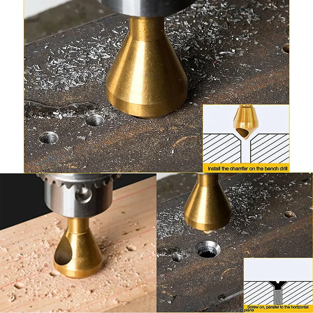 Juego de brocas de desbarbado de chaflán, herramienta de Metal, corte de avellanado, 4 piezas, HSS4241