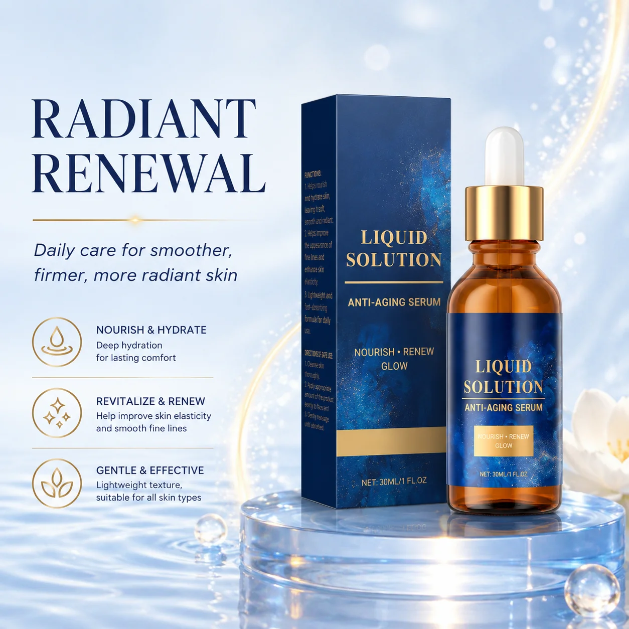 Anti Aging Serum Liquid Solution With Vitamin C & E,Boost Skin Collagen Enhance Elasticity Reduce Wrinkles Lasting Youthful Glow