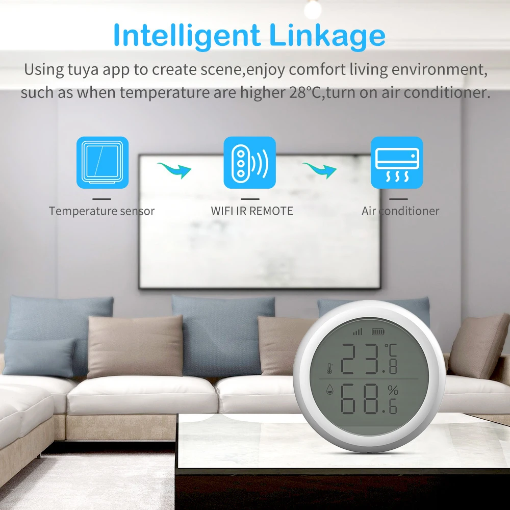 Zigbee-温度および湿度センサー,LEDディスプレイ,スマートホーム,Tuya,GoogleアシスタントおよびTuyaZigbeeハブと互換性があります