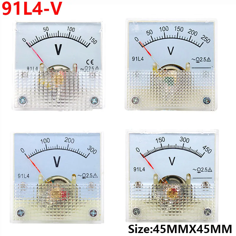 91L4 AC 0-150V 250V 300V 450V Analoog Paneel Volt Voltage Meter Voltmeter Gauge 91L4 AC 0-150V