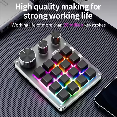 16-Key Custom Mechanical Keyboard 3 Knobs Including Volume Button Knob Control Programmable Macro Gaming Compatible