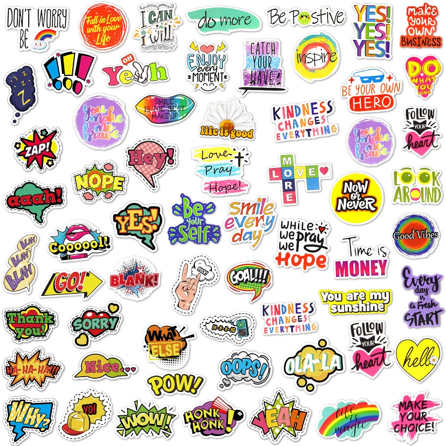 100 Pcs Encouragement Language Stickers Pop Language Stickers Achievement Reward Stickers Laptop Bicycle Skateboard Scrapbook