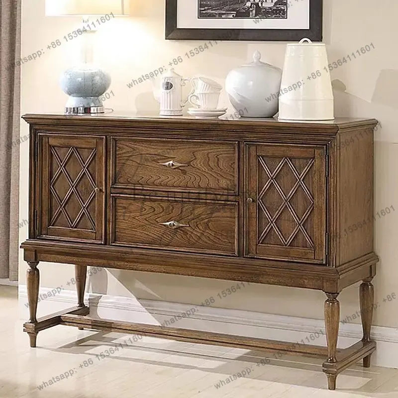 

Medieval solid wood storage display cabinet solid wood carving flower can be customized restaurant entrance cabinet