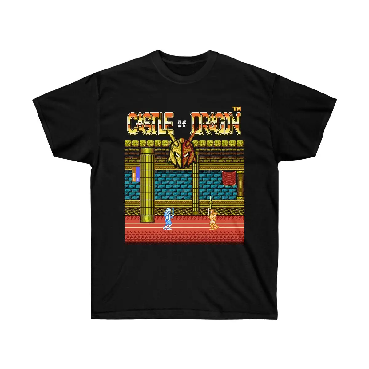 Castle Of Dragon Stage 1 Logo Nes Famicom Game 8 Bit Screen T Shirt Arcade Classic Vintage Retro Design All Sizes