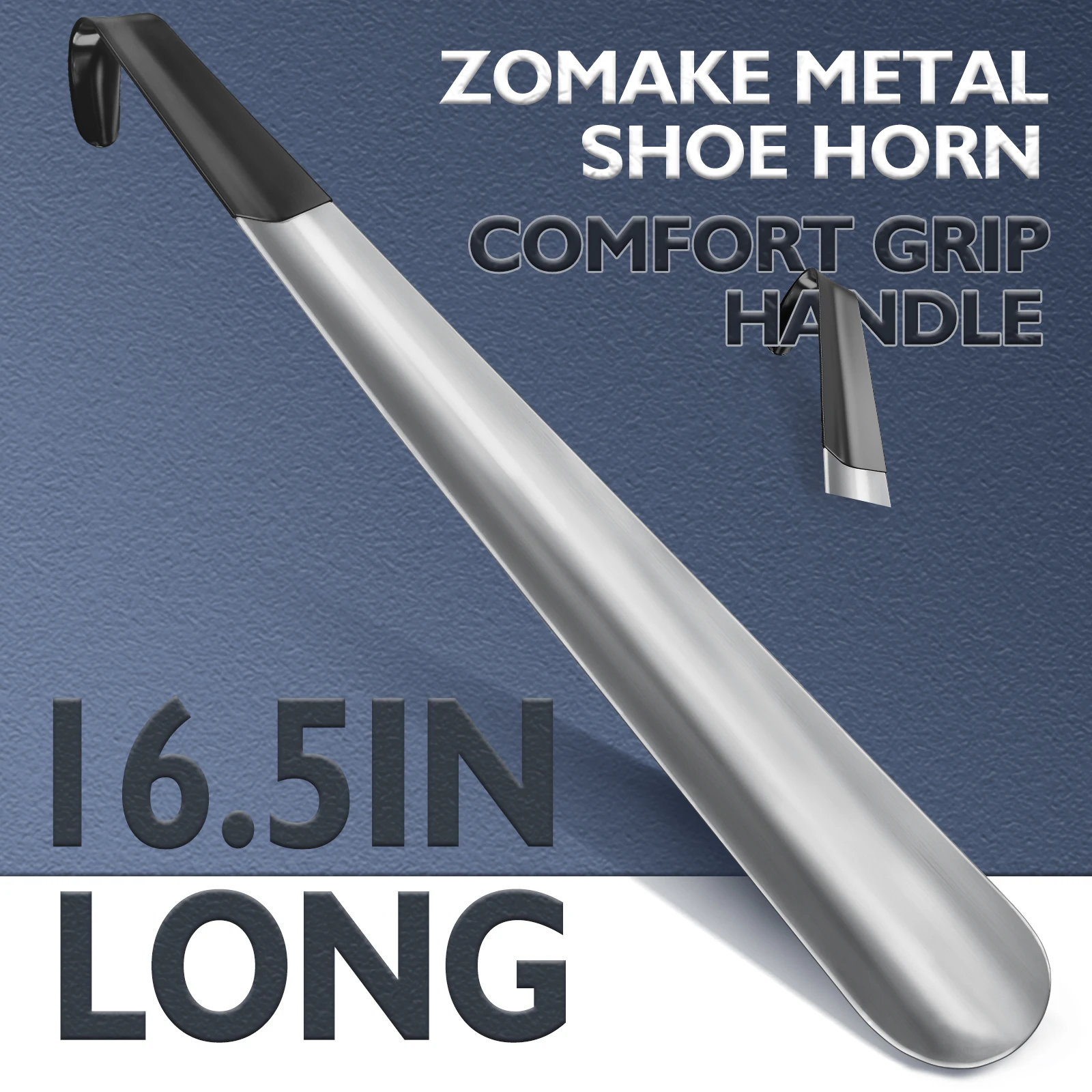 2Pcs Long Handle Shoe Horn 16.5 ‘’ 7.5‘’ With Leather Cover Metal Spoon Travel Wear Shoe Helper Lifter Lazy