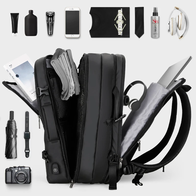 Mark Ryden Man Backpack Fit 17 Inch Laptop USB Charging Multi-layer Space Travel Bag Business Male Anti-Theft Mochila