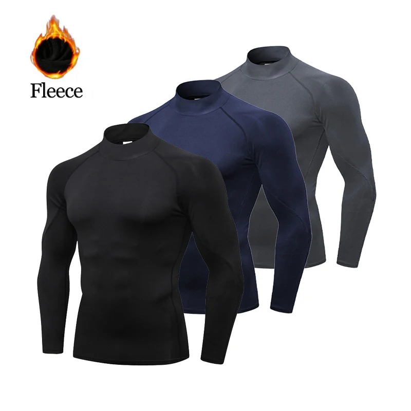 Thermal Underwear Tops Men Winter Clothes Thermal Shirt Autumn Men's Winter Tights High Neck Thin Slim Fit Long Sleeve T-shirt