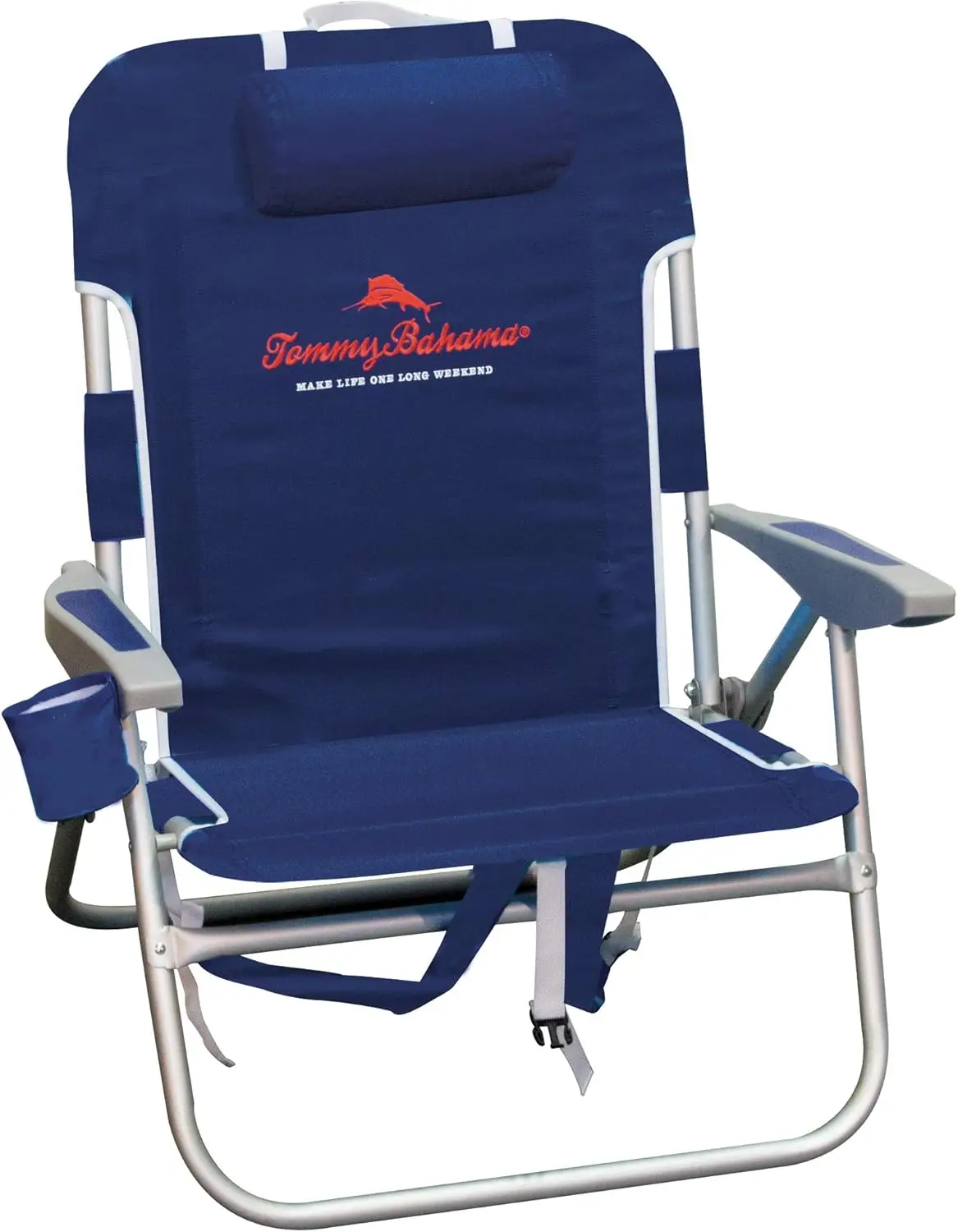 

Big Boy 4-Position Folding 13" High Seat Backpack Beach or Camping Chair, Aluminum, Navy