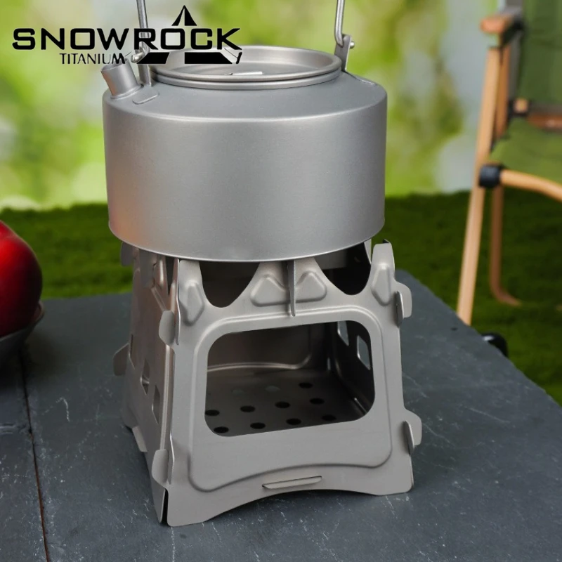 SNOWROCK Titanium Outdoor Foldable Wood Stove Hiking Picnic Ultralight Portable Fire Burner Stove Multi-purpose Camping gear