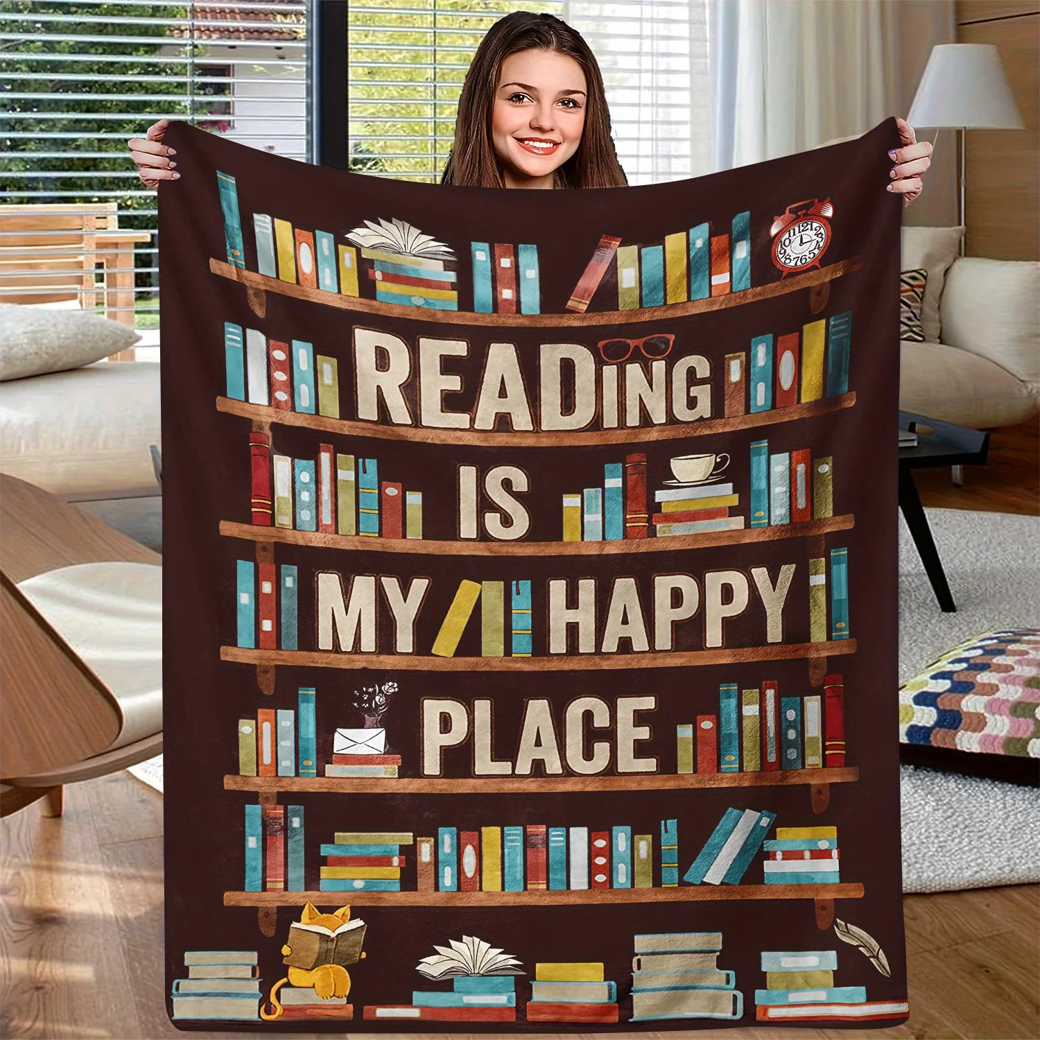 

Soft Flannel Throw Blanket Cozy All-Season Comfort Perfect Gift for Bookworms Book Lover's Delight