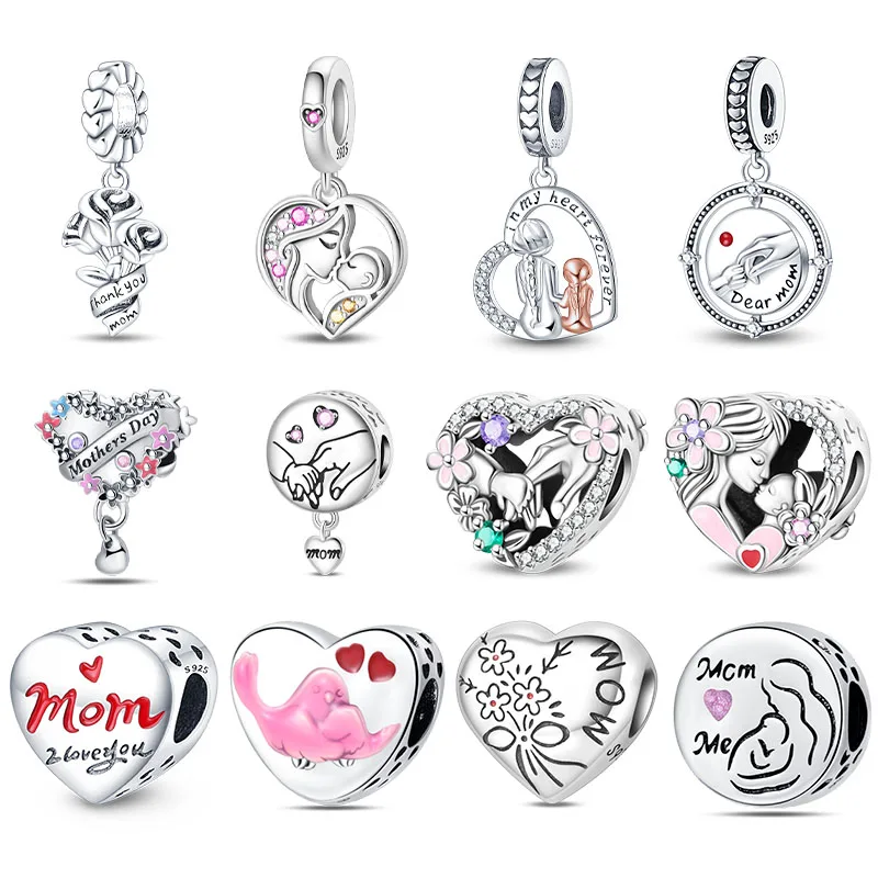 

Новые подвески-шармы из серебра 925 пробы в виде обнимающихся рук родителей и детей для женщин, подходят для оригинальных браслетов, DIY украшения, подарки на День матери.