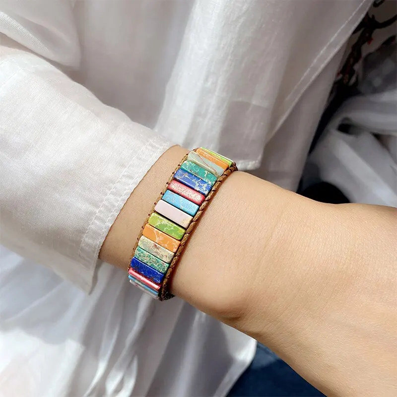 Bohemian Multicolor Emperor Stone Bracelet, 7 Chakra