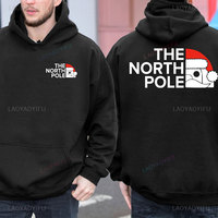 The NORTH Pole Merry Christmas Man HoodieS Gift Xmas Santa Elf Christmas Autumn Sweatshirt Warm Long Sleeve Christmas Pullover