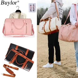 Buylor Foldable Suitbag Waterproof Clothes Totes Large Capacity Travel Duffle Bags Women's Handbag Outdoor Fitness Bags Gym Bag