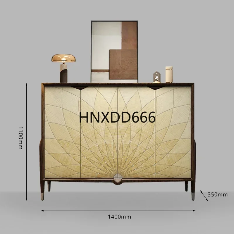 

Solid wood shoe cabinet entrance integrated Italian light luxury villa entrance door living room black walnut modern cabinet