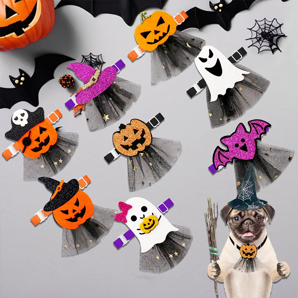 

10PCS Lace Dog Bowties Halloween Party Dog Bowties Pet Grooming Accessorie For Dogs Puppy Bowknots Dog Bow Ties Pet Supplies