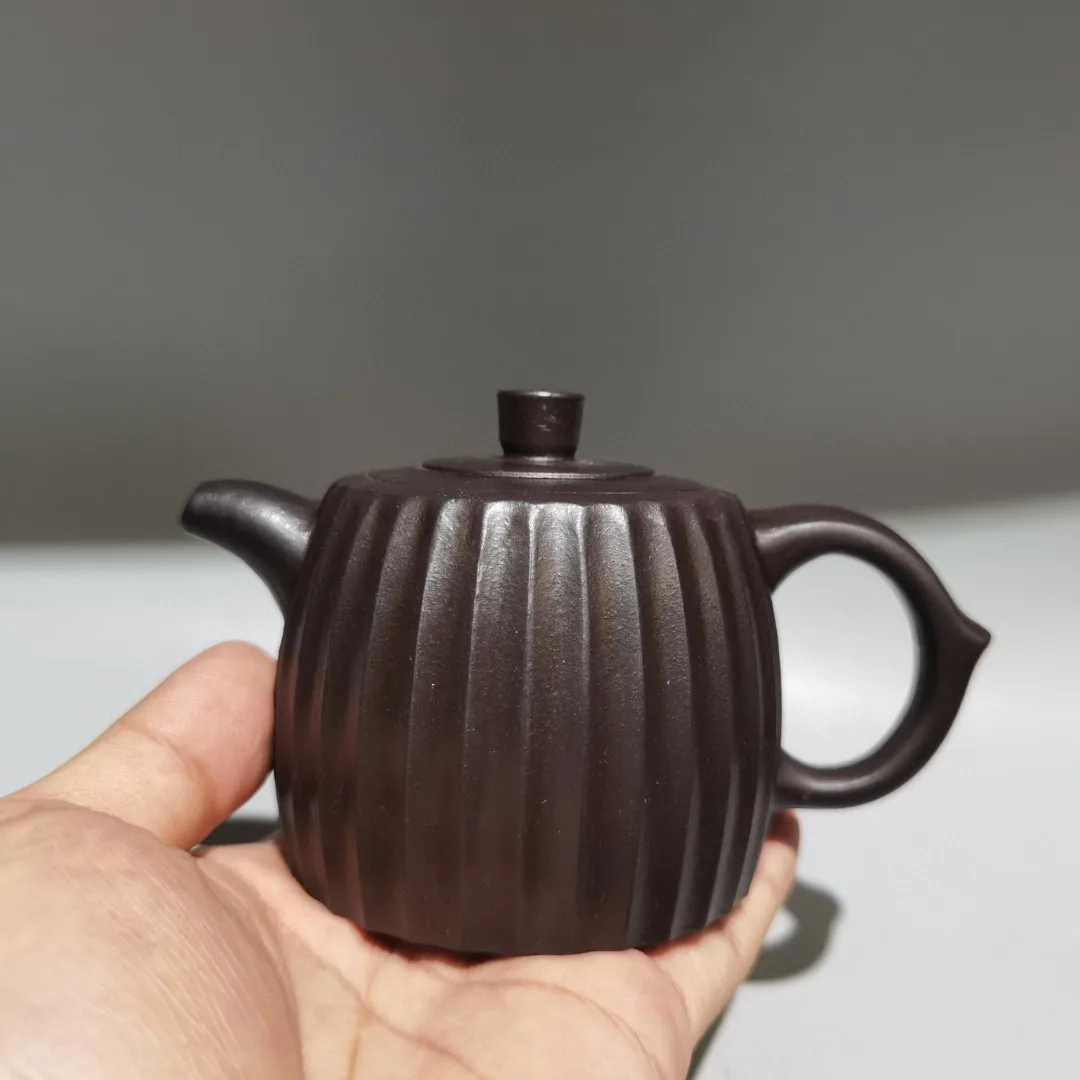 Yixing Purple Clay Teapot Tendon pattern Well railing pot Line pot Teapot Pot Tea Maker Office Ornaments