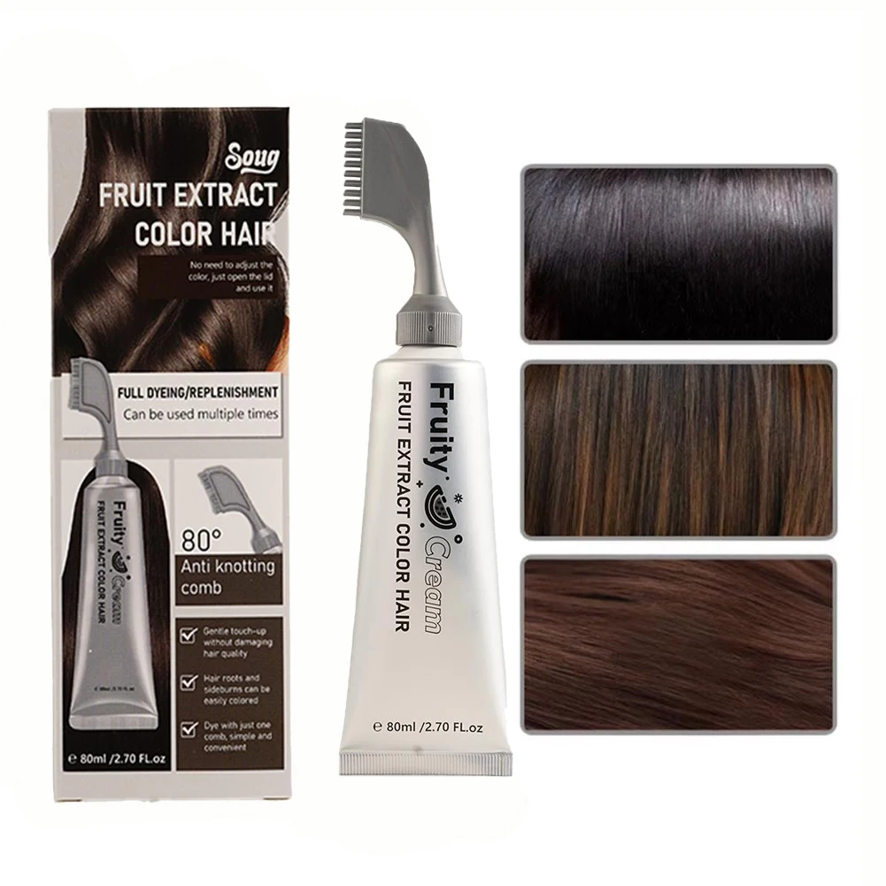 Fruit Hair Dye Cream Plant Extract Hair Dye Essence with Comb Hair Dye Shampoo Botanical Bubble Hair Dye Hair Color Non-Damaging