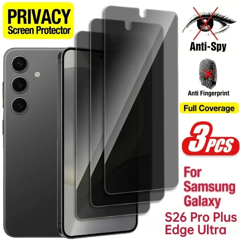 

3PCS Privacy Screen Protectors Made Tempered Glass for Samsung Galaxy S26 Plus Ultra Edge Plus Anti-spy Glass Screen Protector