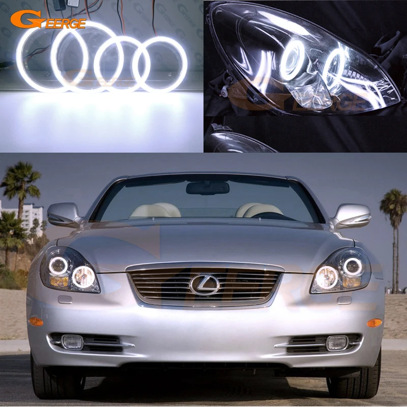 

For Lexus SC 430 SC430 2005 2006 2007 2008 2009 2010 Day Light DRL Ultra Bright COB Led Angel Eyes Kit Halo Rings