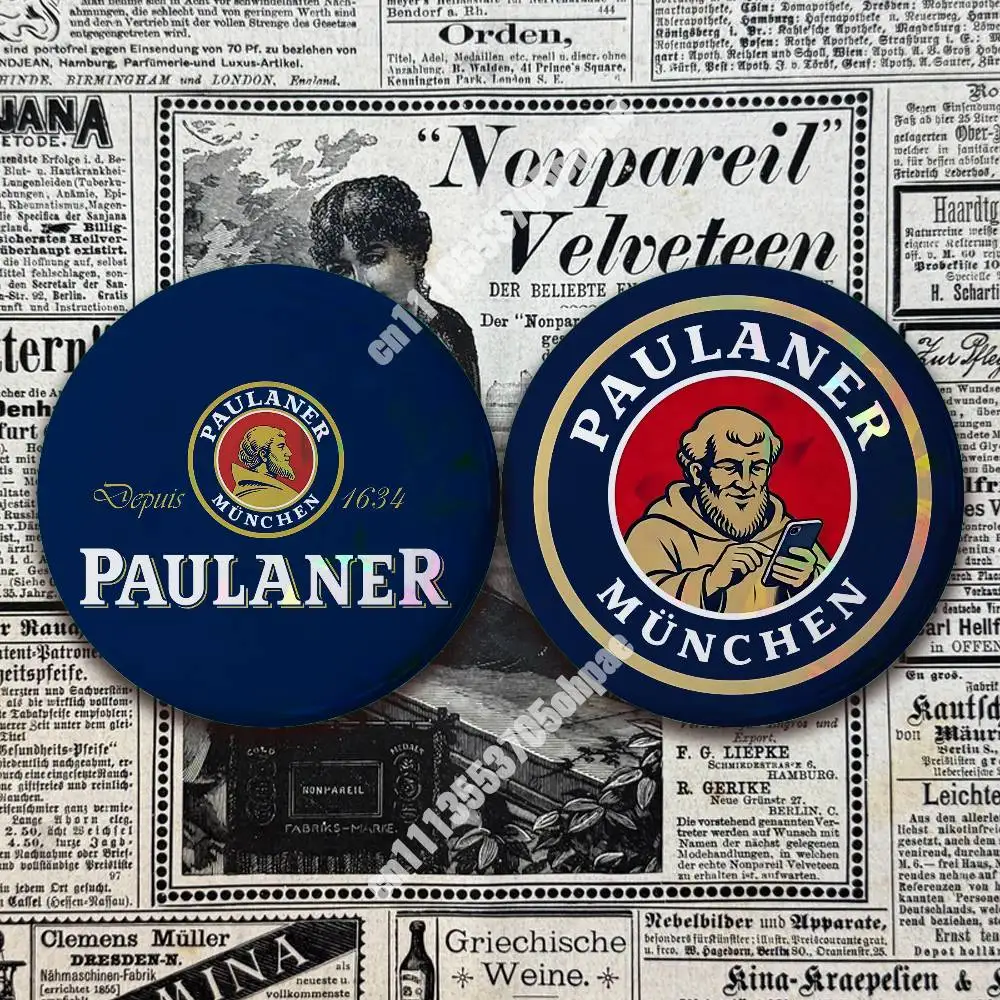 P-Paulaner Beer B-Brewery Munich Spezi Pin Badge 2PC Sets for Clothes & Accessories & Bags Metal Button Vibrant Collection