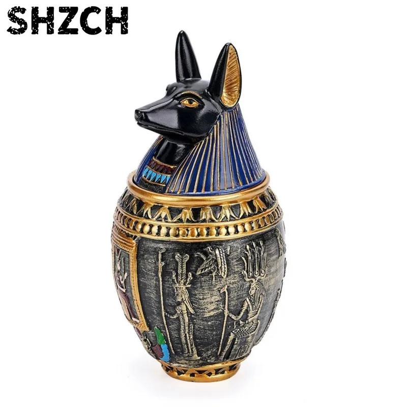 Ancient Egyptian Cat And Dog Shaped Decorative Jar Home Decoration  Wine Cabinet Coffee Tables Ornament Resin Storage Jar ZI705