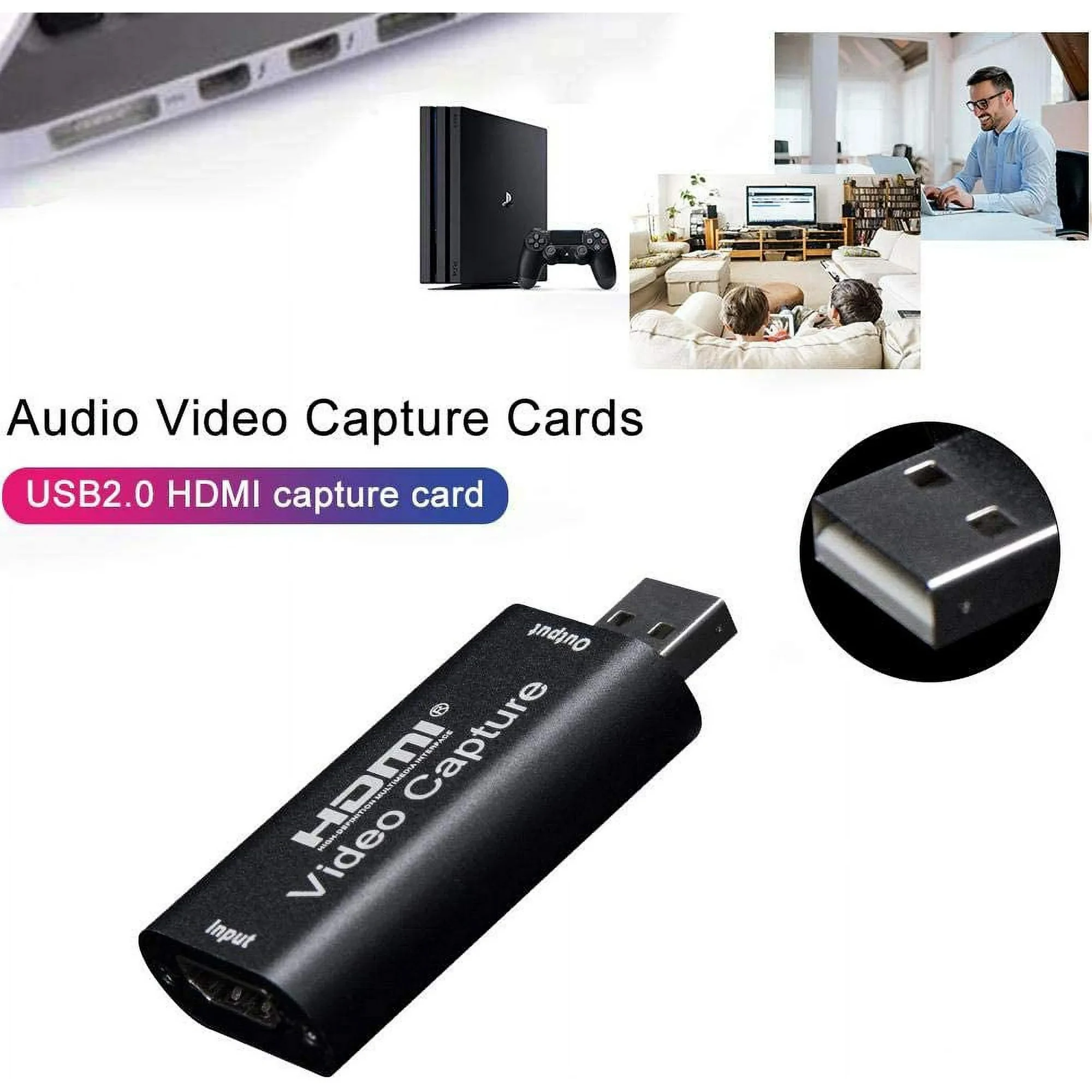 Hd Video Capture Card, USB Capture Card,4K HDMI to USB2.0, Record via DSLR Camcorder Cam for High Definition Acquisition, for Br