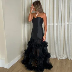 Customized Sexy Elegant Fashion Pleat Tiered A-line Strapless Long Dresses Bespoke Occasion Dresses Sizes Available Exquisite Cl