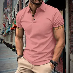 Summer new mature men light luxury button lapel polo shirt and casual business daily top T-shirt