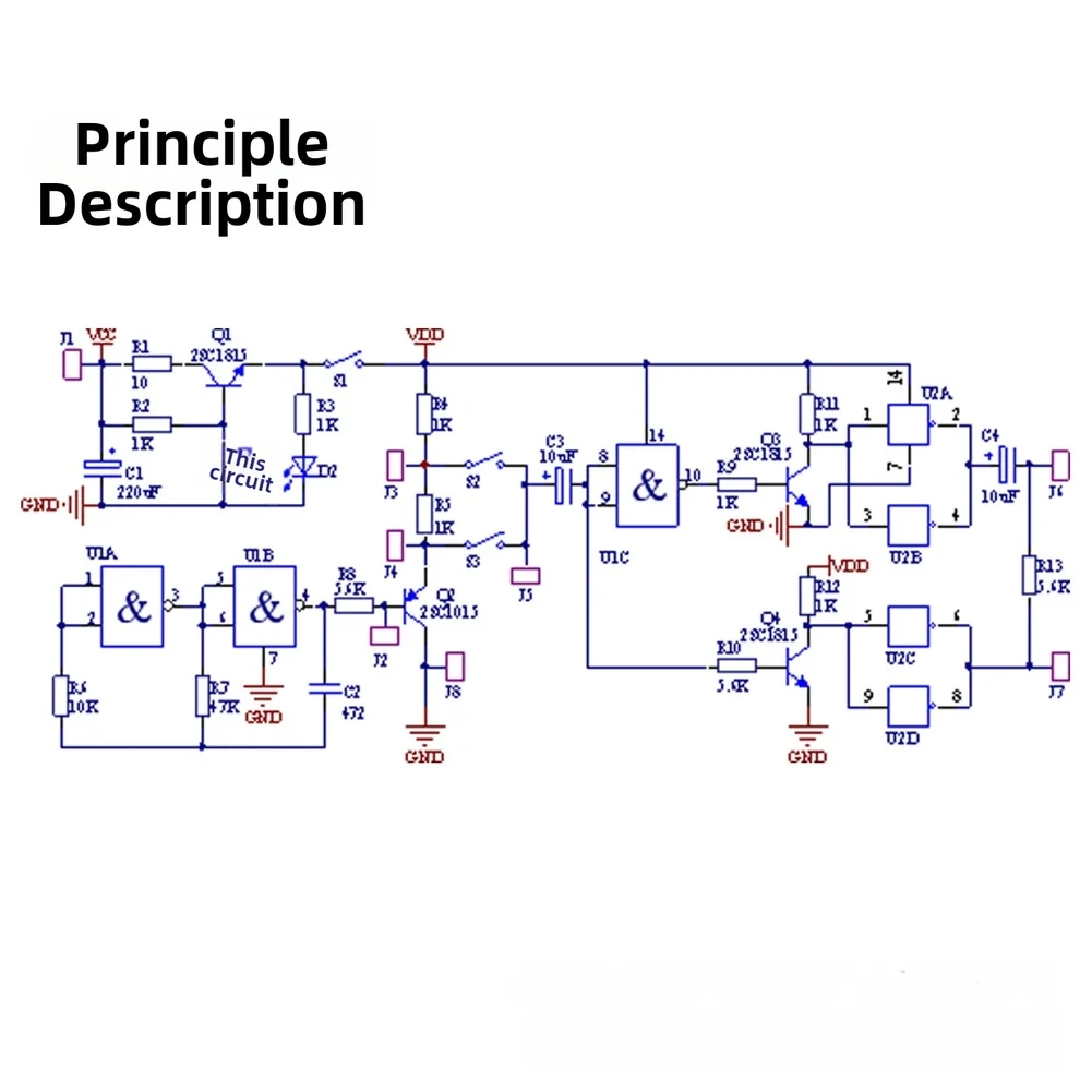 Ring Oscillator Circuit Kit with NAND Gate Inverter Output for DIY Soldering Practice and Logic Gate Education