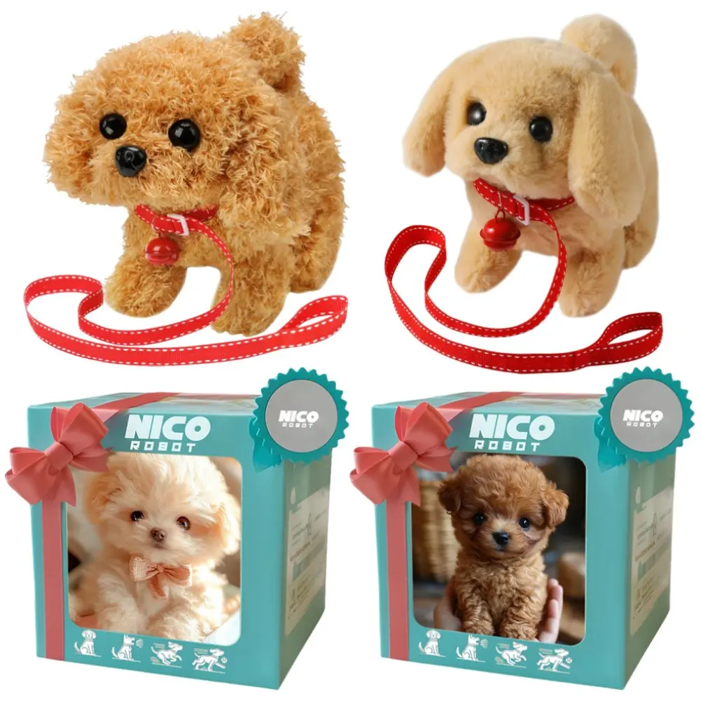Adorable cachorro de peluche para caminar y ladrar, juguete de perro de peluche eléctrico interactivo para bebés y niños, regalo perfecto para niños y niñas