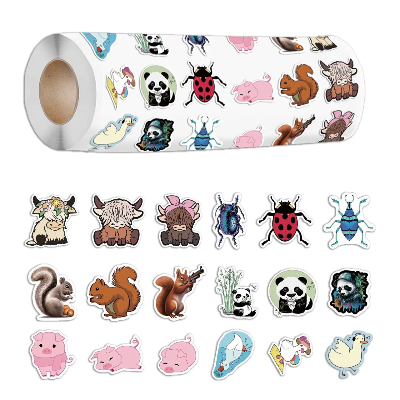 2000PCS 1Inch 18 Styles Cute Round Land Animal Teacher Reward Motivational Stickers Potty Training Sticker School Supplies
