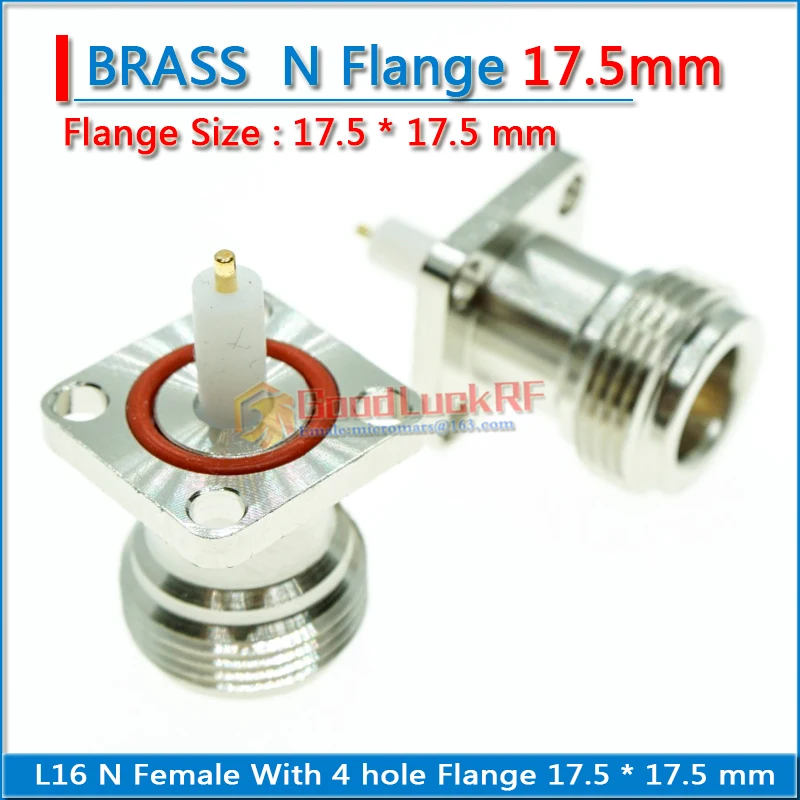 L16 N Female Jack 4 hole Flange O-ring Bulkhead Panel Mount Nut Waterproof 17.5 * 17.5 mm PTFE Brass RF Coaxial Adapters