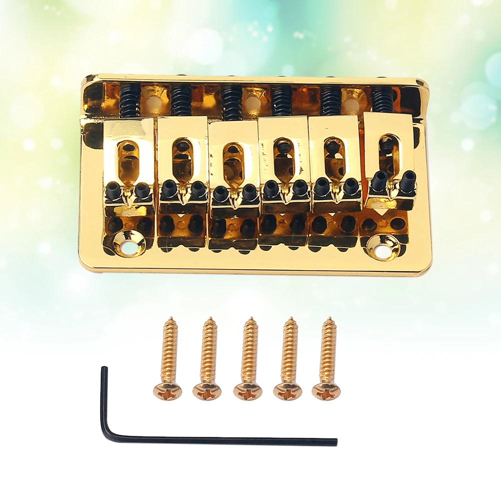 

Fixed Bridge Electric Guitar Oblique Head Tailpiece Part Bridges Golden Bass Saddle Parts